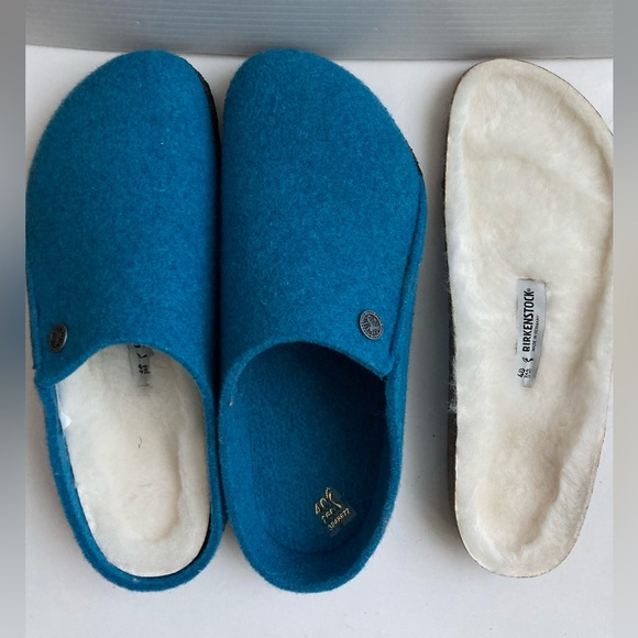 Birkenstock slip on clogs blue clogs faux shearling footbed Birks blue clogs 9 - Picture 7 of 14